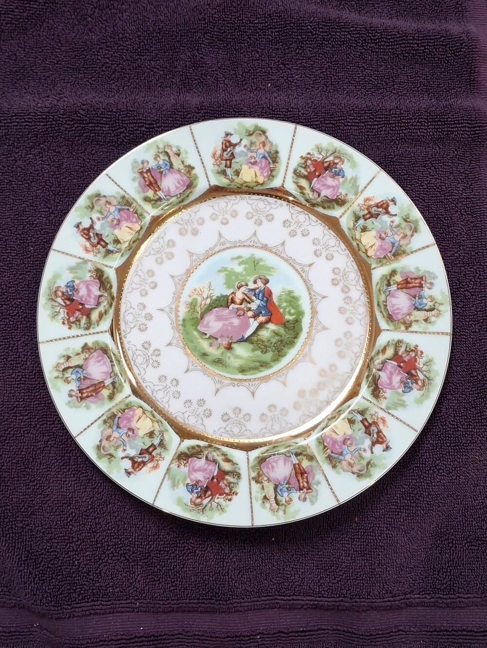 Vintage Fragonard Love Story Decorative Plate - Crown Backstamp